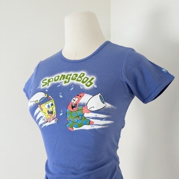 SpongeBob SquarePants T-Shirt Short Sleeve Y2K Tight Fitted Tee Graphic - Picture 8 of 11